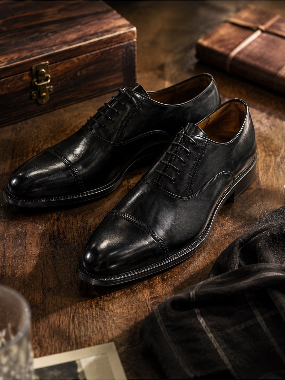 Mezlan Black Leather Cap Toe Oxford Dress Shoes Men’s 10.5 M